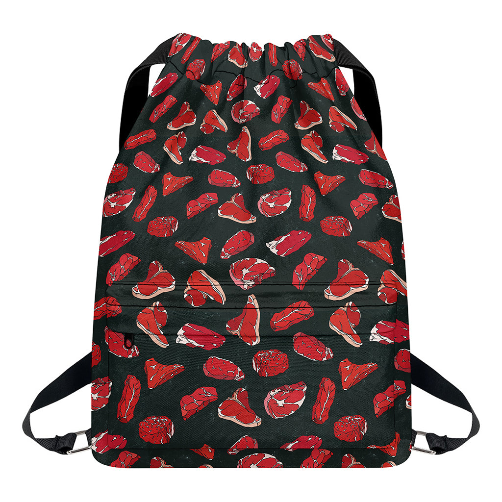 Red Meat Pattern Print Drawstring Backpack