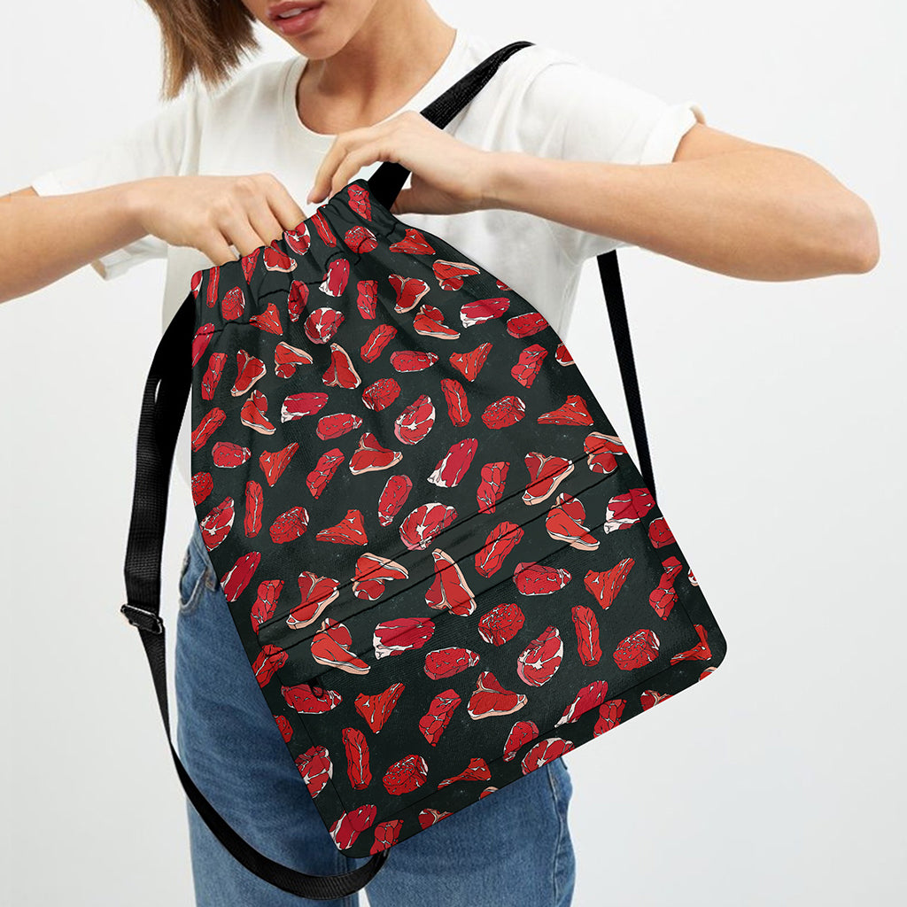 Red Meat Pattern Print Drawstring Backpack