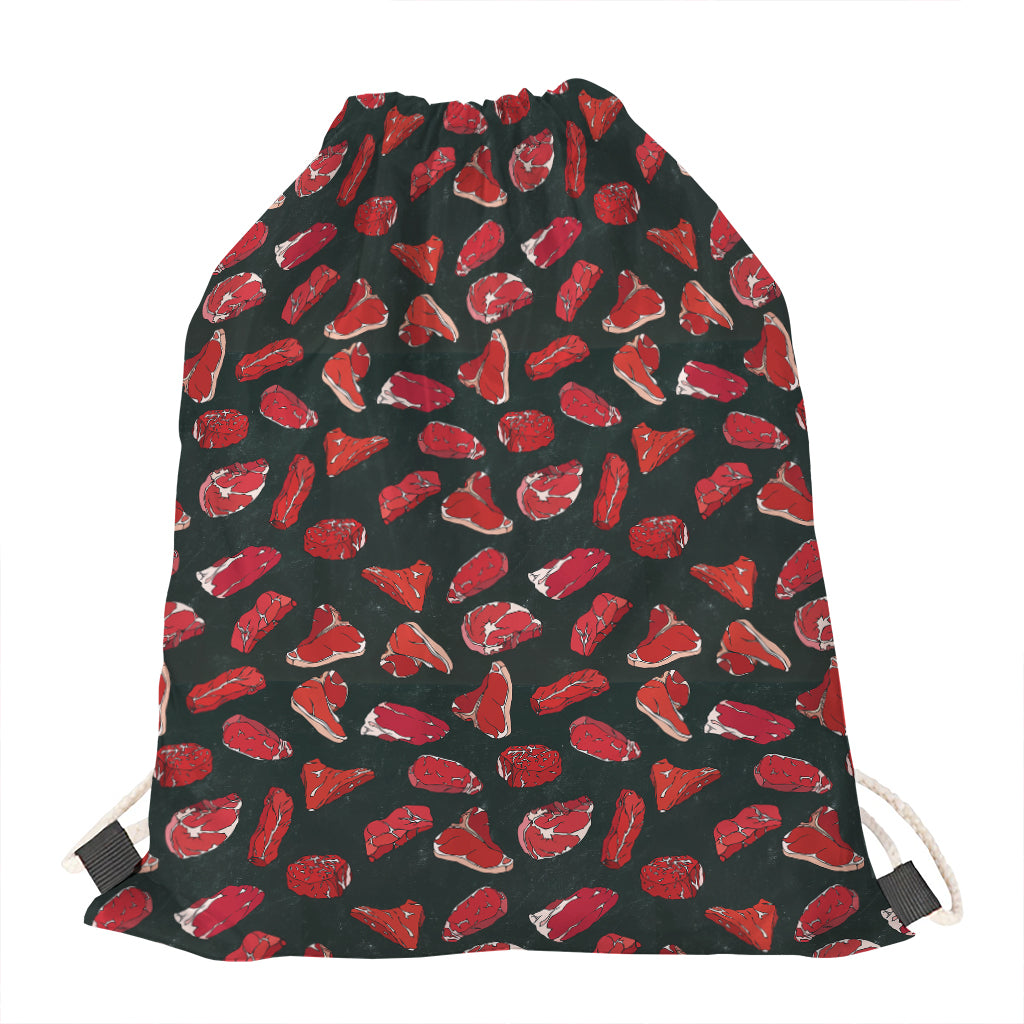 Red Meat Pattern Print Drawstring Bag
