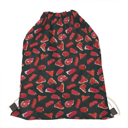 Red Meat Pattern Print Drawstring Bag