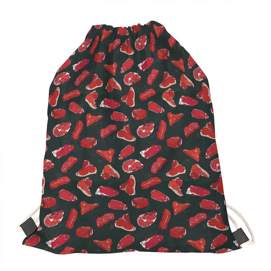 Red Meat Pattern Print Drawstring Bag