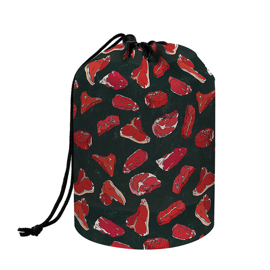 Red Meat Pattern Print Drawstring Makeup Bag