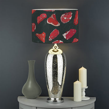 Red Meat Pattern Print Drum Lamp Shade