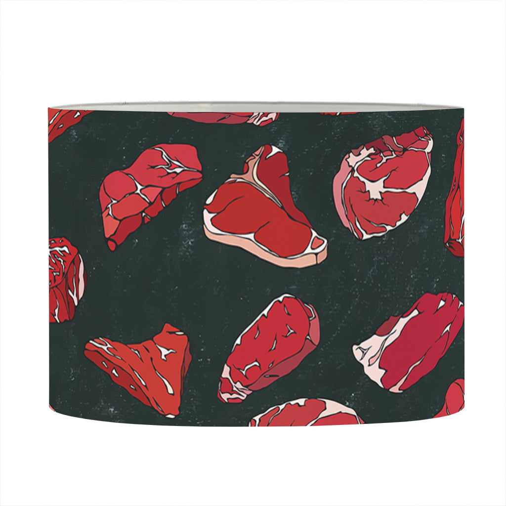 Red Meat Pattern Print Drum Lamp Shade