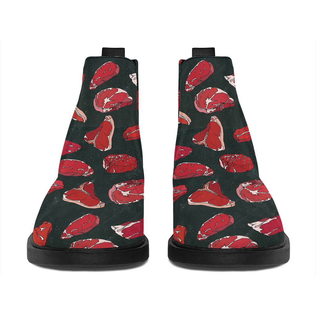 Red Meat Pattern Print Flat Ankle Boots