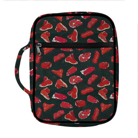 Red Meat Pattern Print Front Pocket Bible Bag