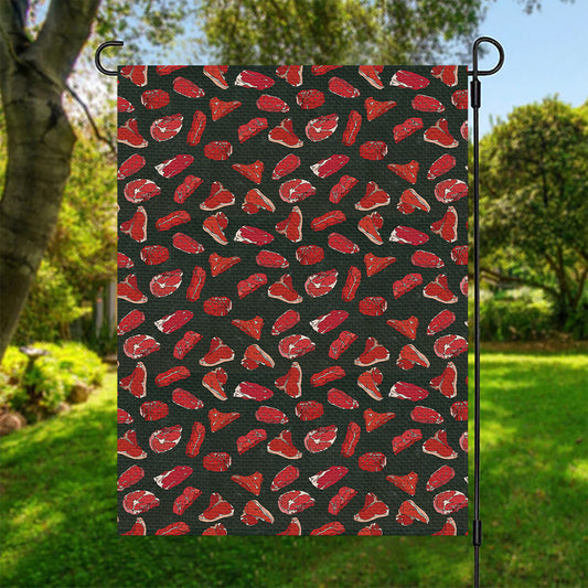 Red Meat Pattern Print Garden Flag