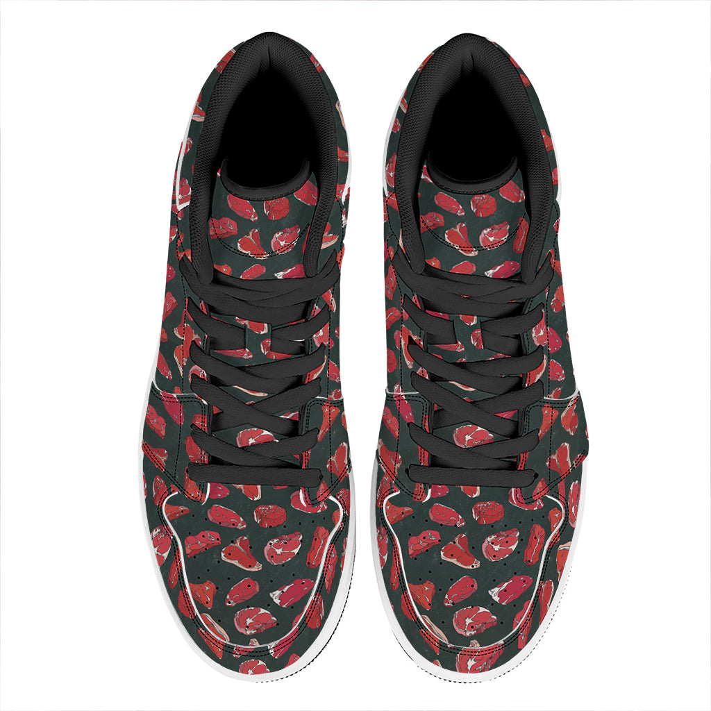 Red Meat Pattern Print High Top Leather Sneakers
