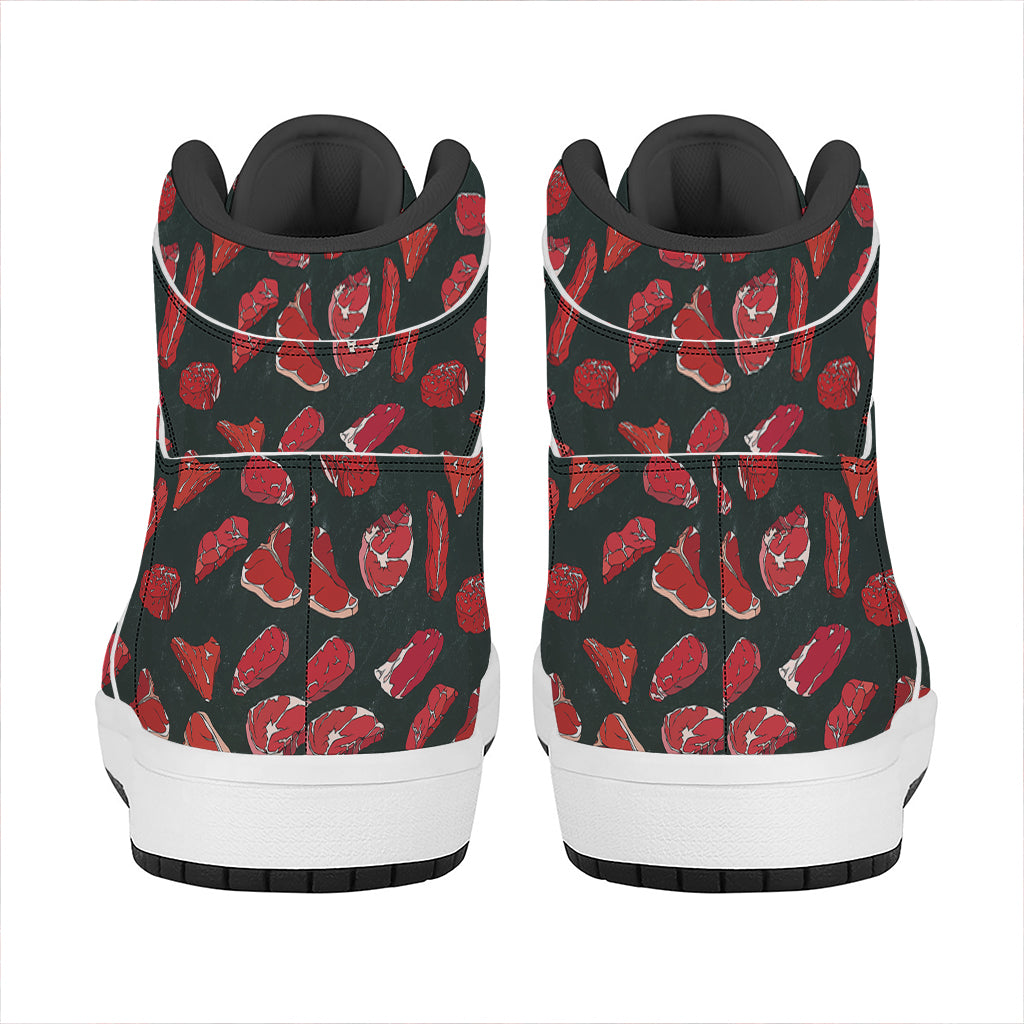 Red Meat Pattern Print High Top Leather Sneakers