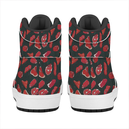 Red Meat Pattern Print High Top Leather Sneakers