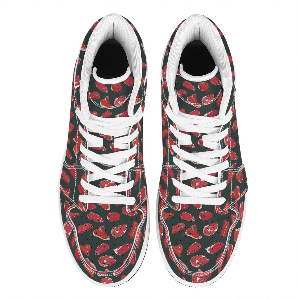 Red Meat Pattern Print High Top Leather Sneakers