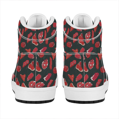 Red Meat Pattern Print High Top Leather Sneakers
