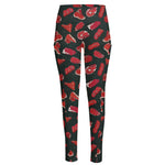 Red Meat Pattern Print High-Waisted Pocket Leggings