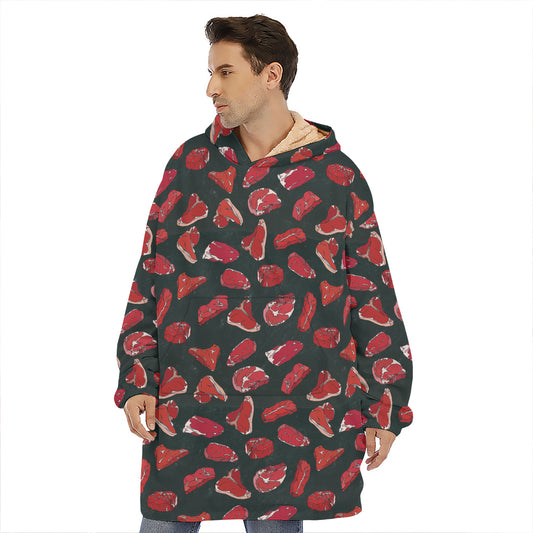Red Meat Pattern Print Hoodie Blanket