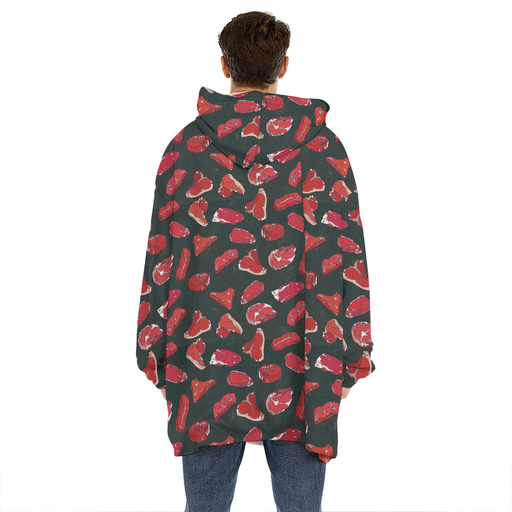 Red Meat Pattern Print Hoodie Blanket