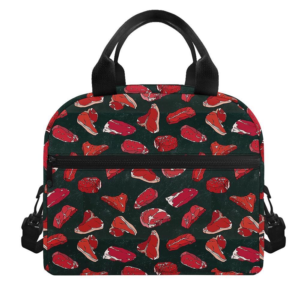 Red Meat Pattern Print Insulated Lunch Bag