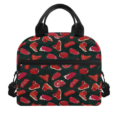 Red Meat Pattern Print Insulated Lunch Bag