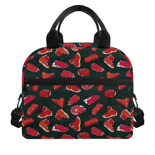 Red Meat Pattern Print Insulated Lunch Bag