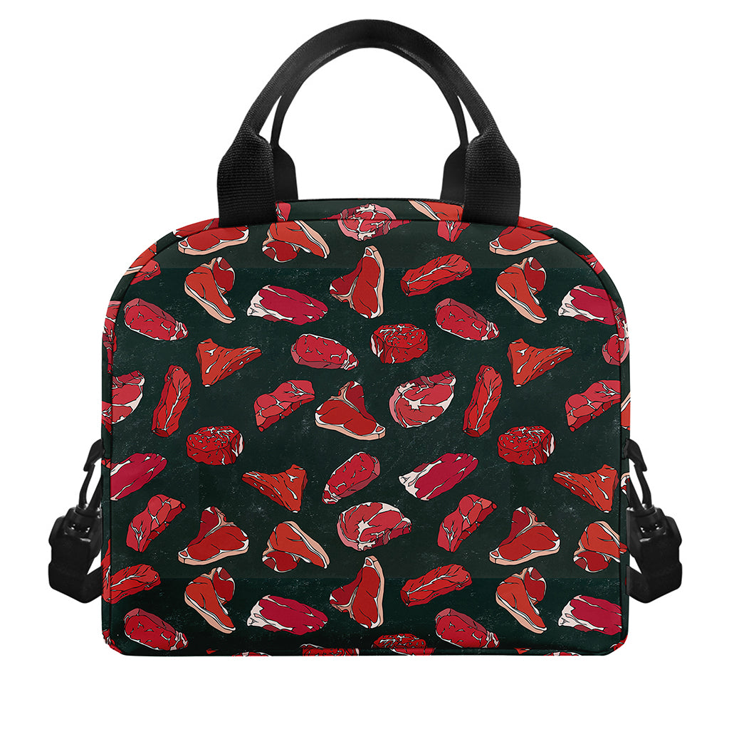 Red Meat Pattern Print Insulated Lunch Bag