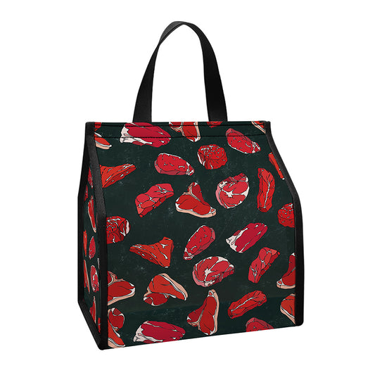 Red Meat Pattern Print Insulated Lunch Tote