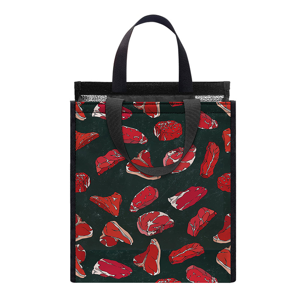 Red Meat Pattern Print Insulated Lunch Tote