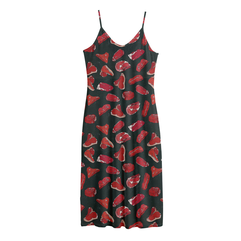 Red Meat Pattern Print Jersey Midi Cami Dress