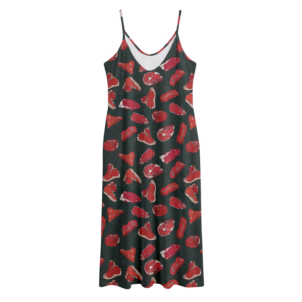Red Meat Pattern Print Jersey Midi Cami Dress