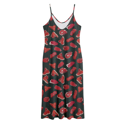 Red Meat Pattern Print Jersey Midi Cami Dress