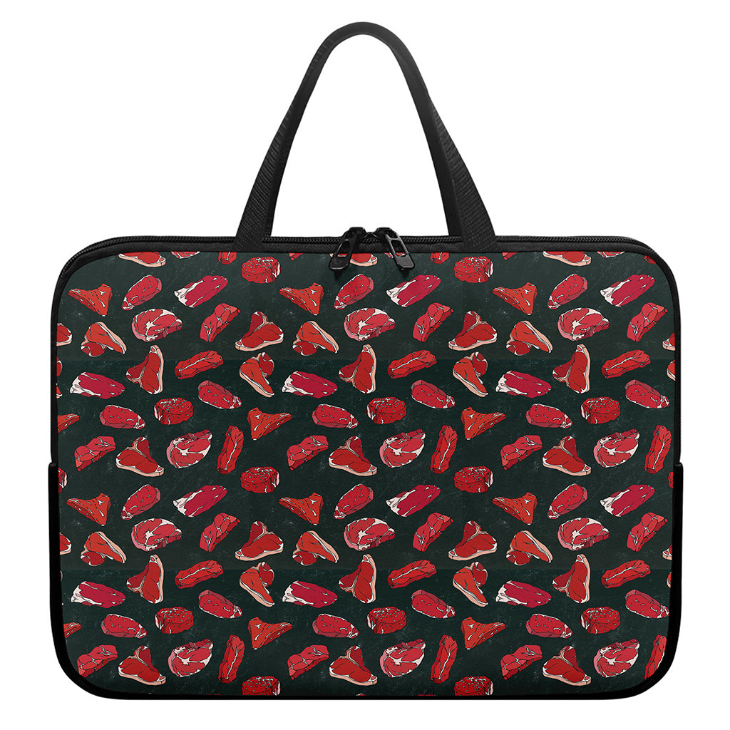 Red Meat Pattern Print Laptop Sleeve With Handle
