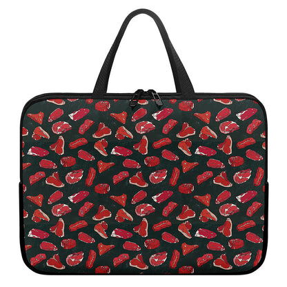 Red Meat Pattern Print Laptop Sleeve With Handle