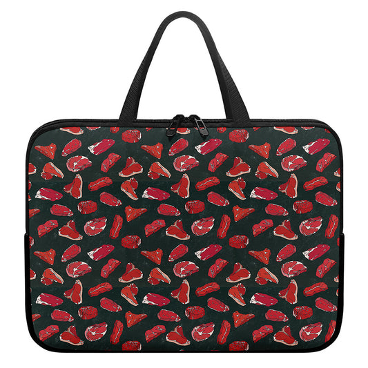 Red Meat Pattern Print Laptop Sleeve With Handle