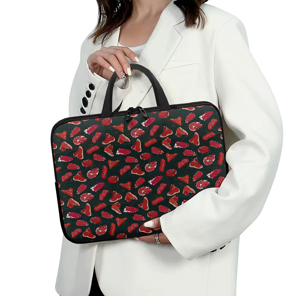 Red Meat Pattern Print Laptop Sleeve With Handle