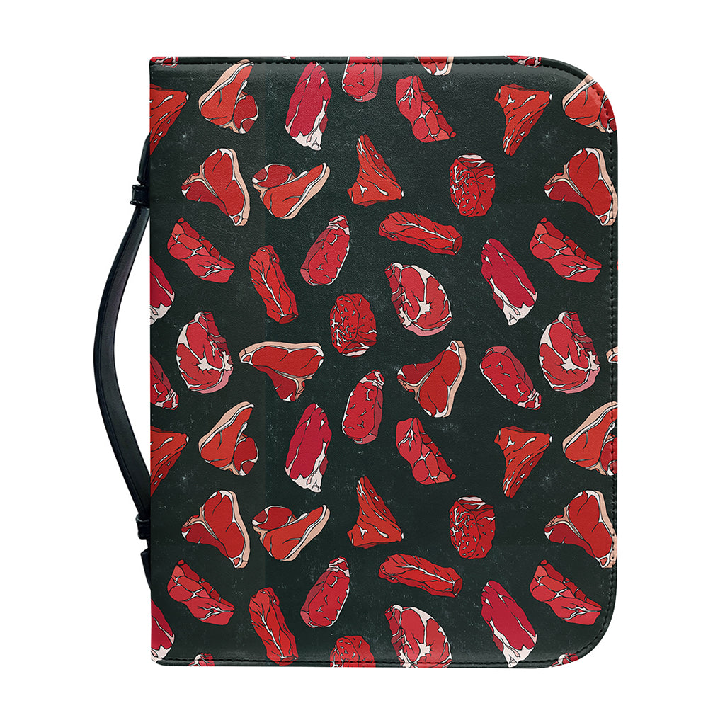 Red Meat Pattern Print Leather Bible Cover