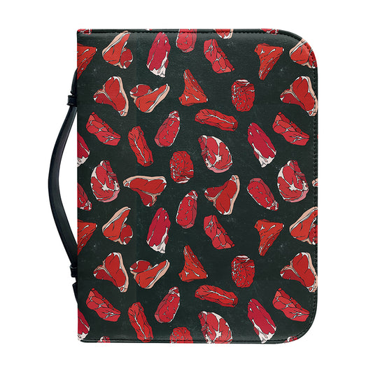 Red Meat Pattern Print Leather Bible Cover