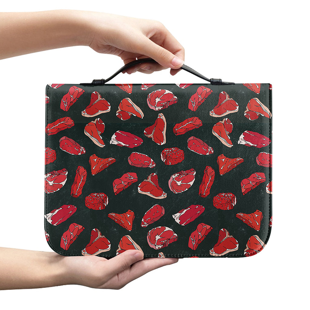 Red Meat Pattern Print Leather Bible Cover