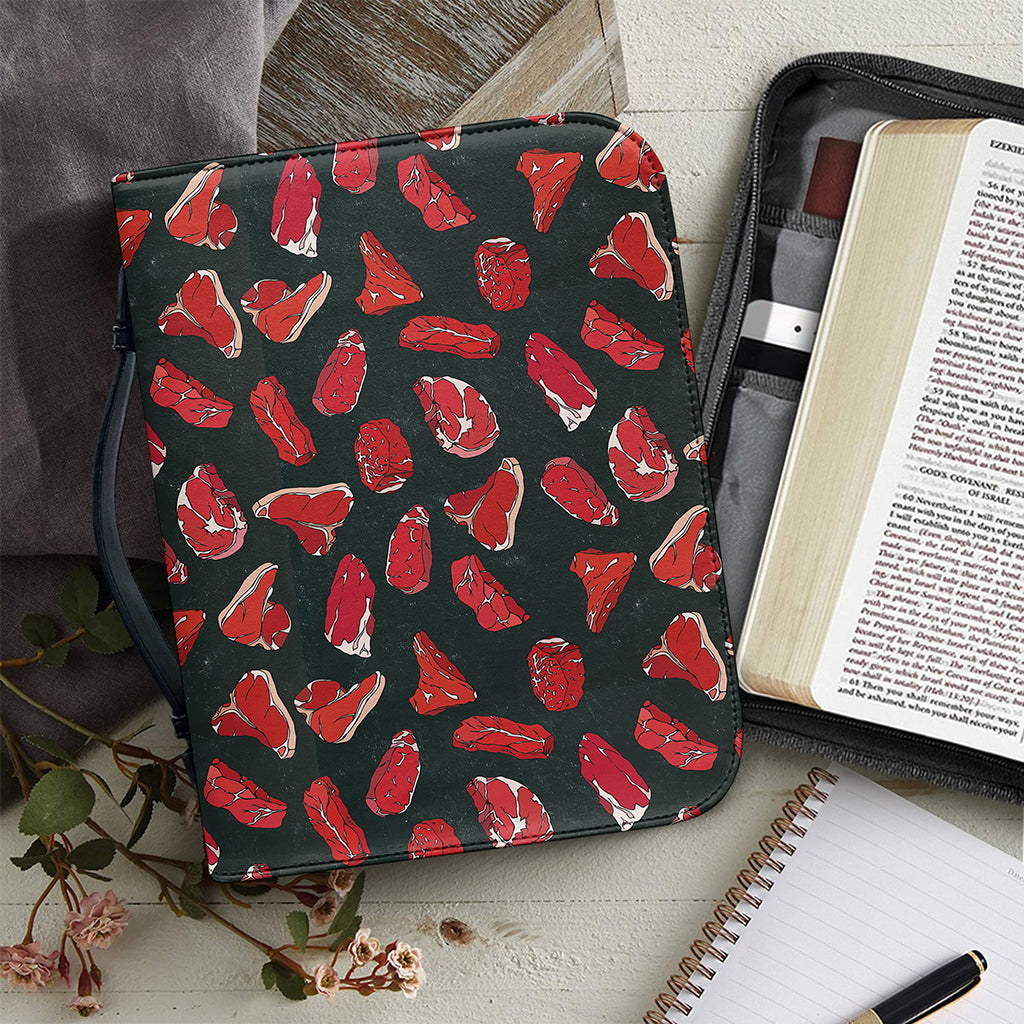 Red Meat Pattern Print Leather Bible Cover