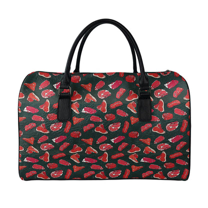 Red Meat Pattern Print Leather Duffle Bag