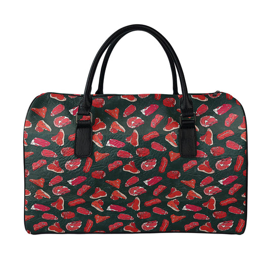 Red Meat Pattern Print Leather Duffle Bag