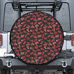 Red Meat Pattern Print Leather Spare Tire Cover
