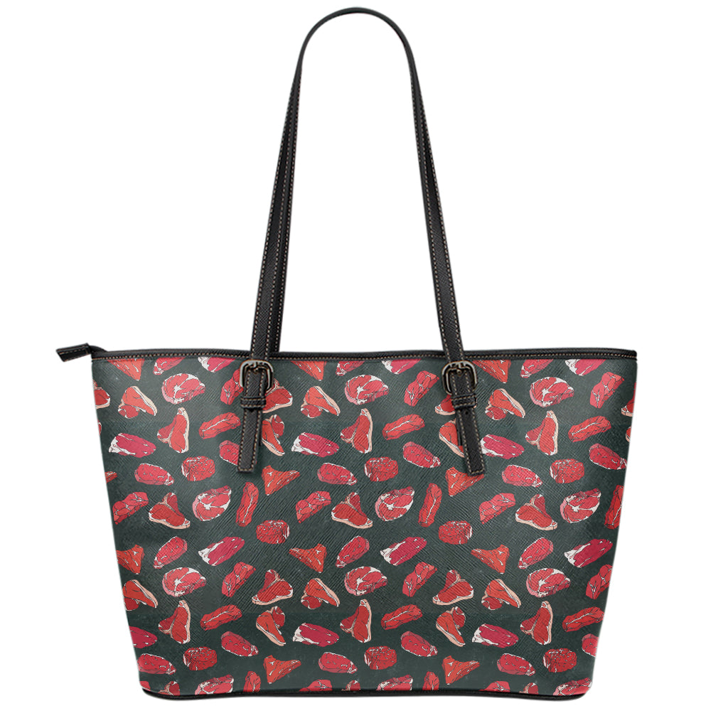 Red Meat Pattern Print Leather Tote Bag