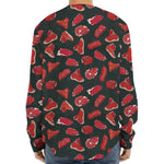 Red Meat Pattern Print Long Sleeve Baseball Jersey
