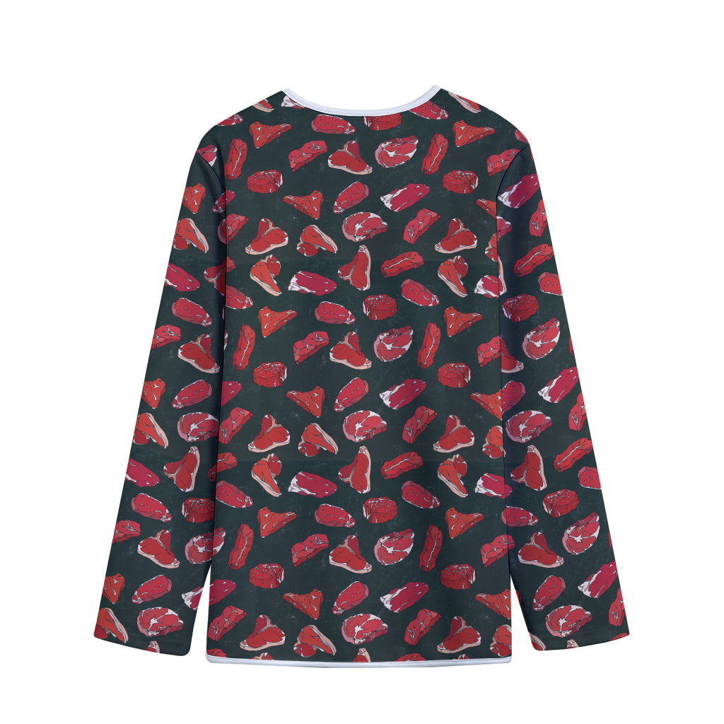 Red Meat Pattern Print Long Sleeve Short Coat