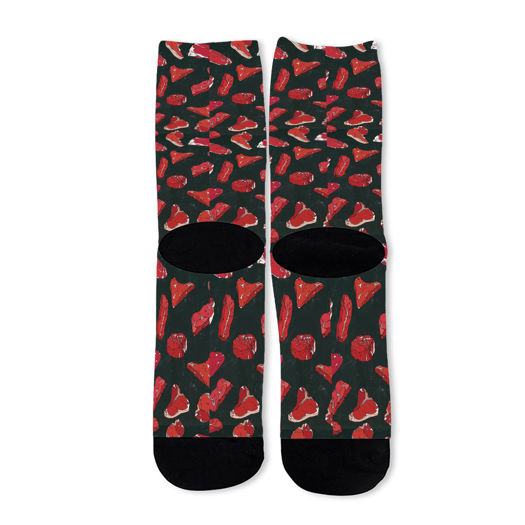Red Meat Pattern Print Long Socks