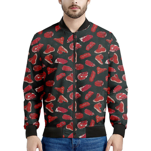 Red Meat Pattern Print Men's Bomber Jacket