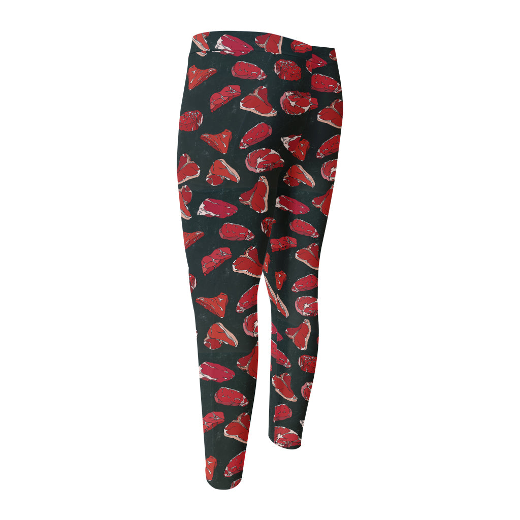 Red Meat Pattern Print Men's Compression Pants