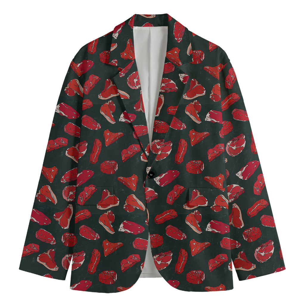 Red Meat Pattern Print Men's Cotton Blazer