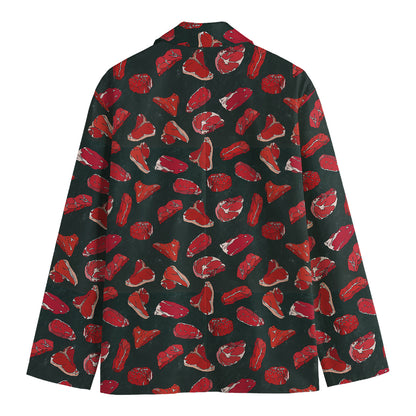 Red Meat Pattern Print Men's Cotton Blazer