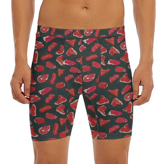 Red Meat Pattern Print Men's Long Boxer Briefs