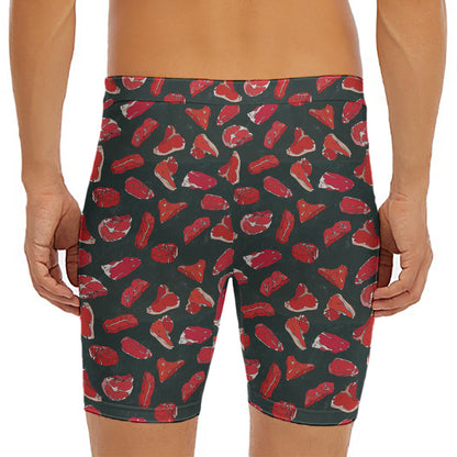 Red Meat Pattern Print Men's Long Boxer Briefs
