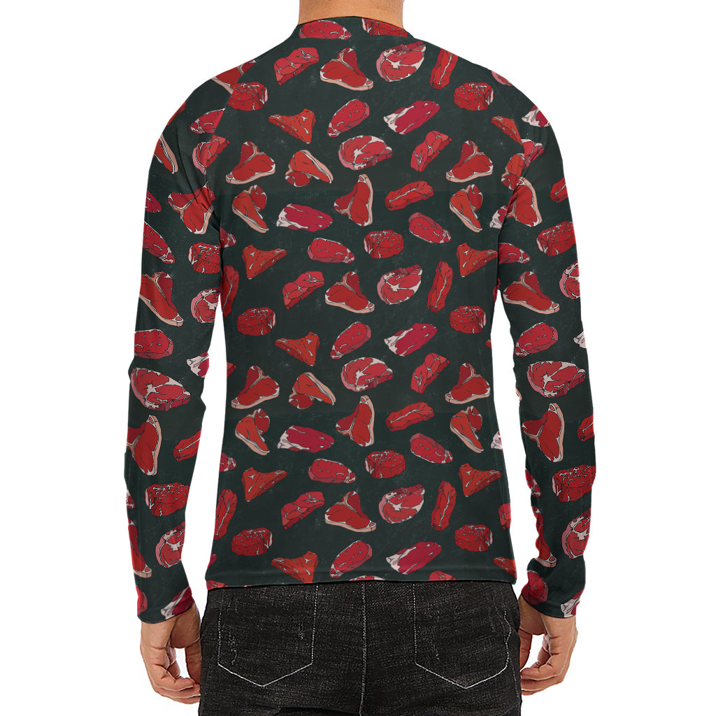 Red Meat Pattern Print Men's Long Sleeve Rash Guard